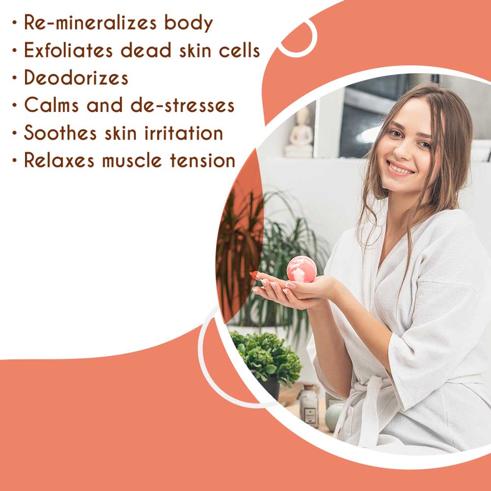Himalayan Pink Salt Bath Ball by Pride of India – Easily Soluble – Good for Refreshing & Hydrating Bath – Mineral Rich Spa Ritual – Easy to Use - Ideal Gift for Any Occasion